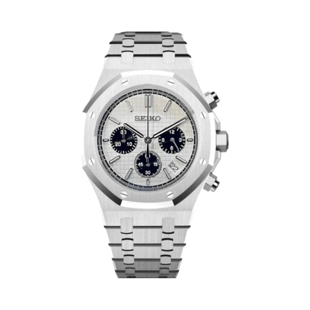 Montre Chrono Octogonal Blanc et Noir