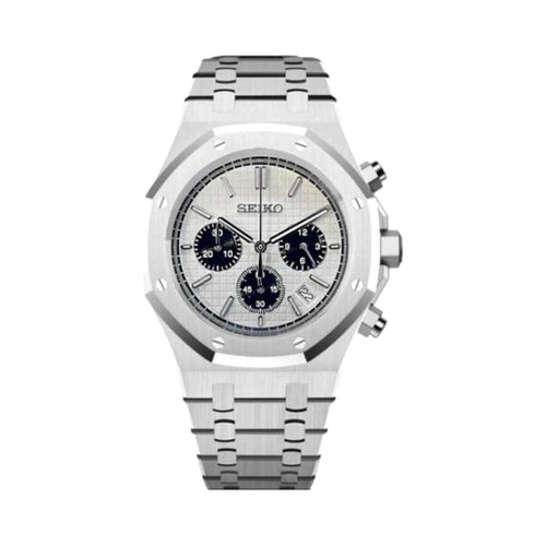 Montre Chrono Octogonal Blanc et Noir