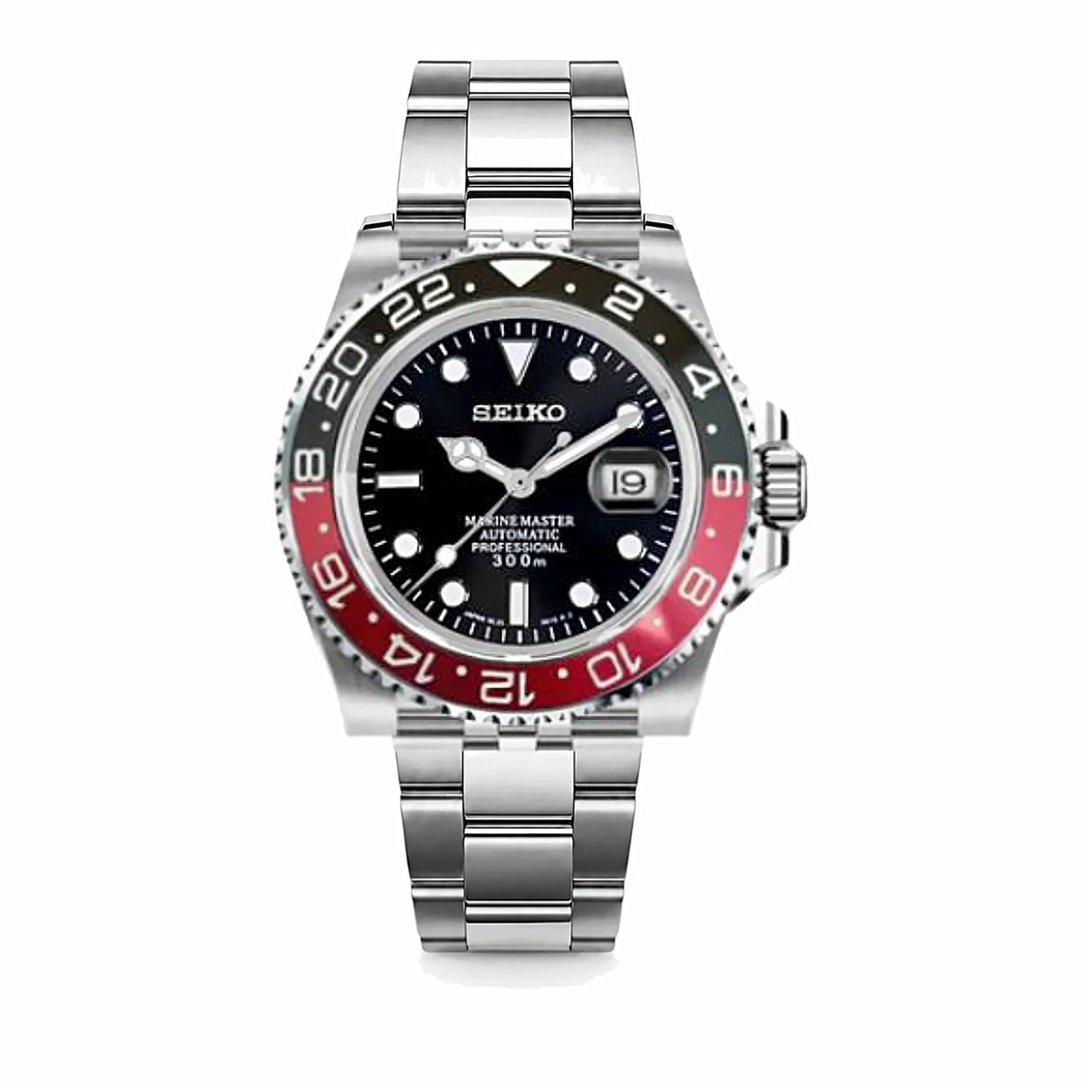 Montre GMT Rouge et Noir - bracelet plein