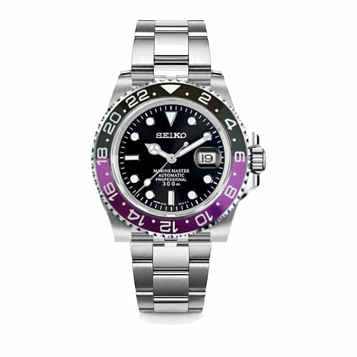 Montre GMT Noir et Violet - bracelet plein