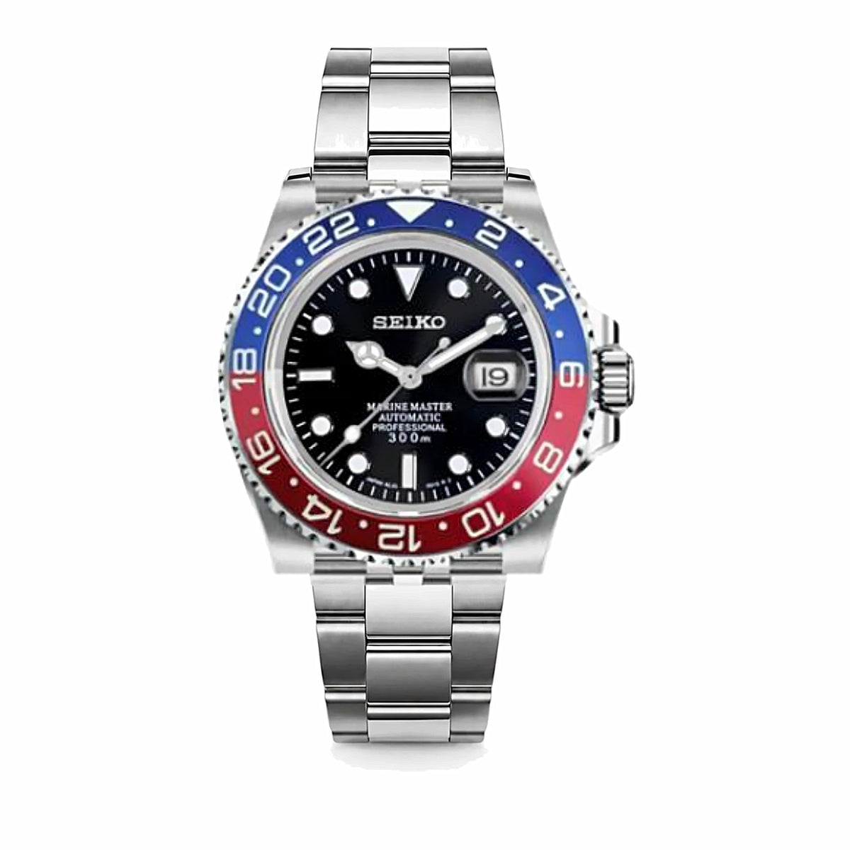 Montre GMT Bleu et Rouge - bracelet plein
