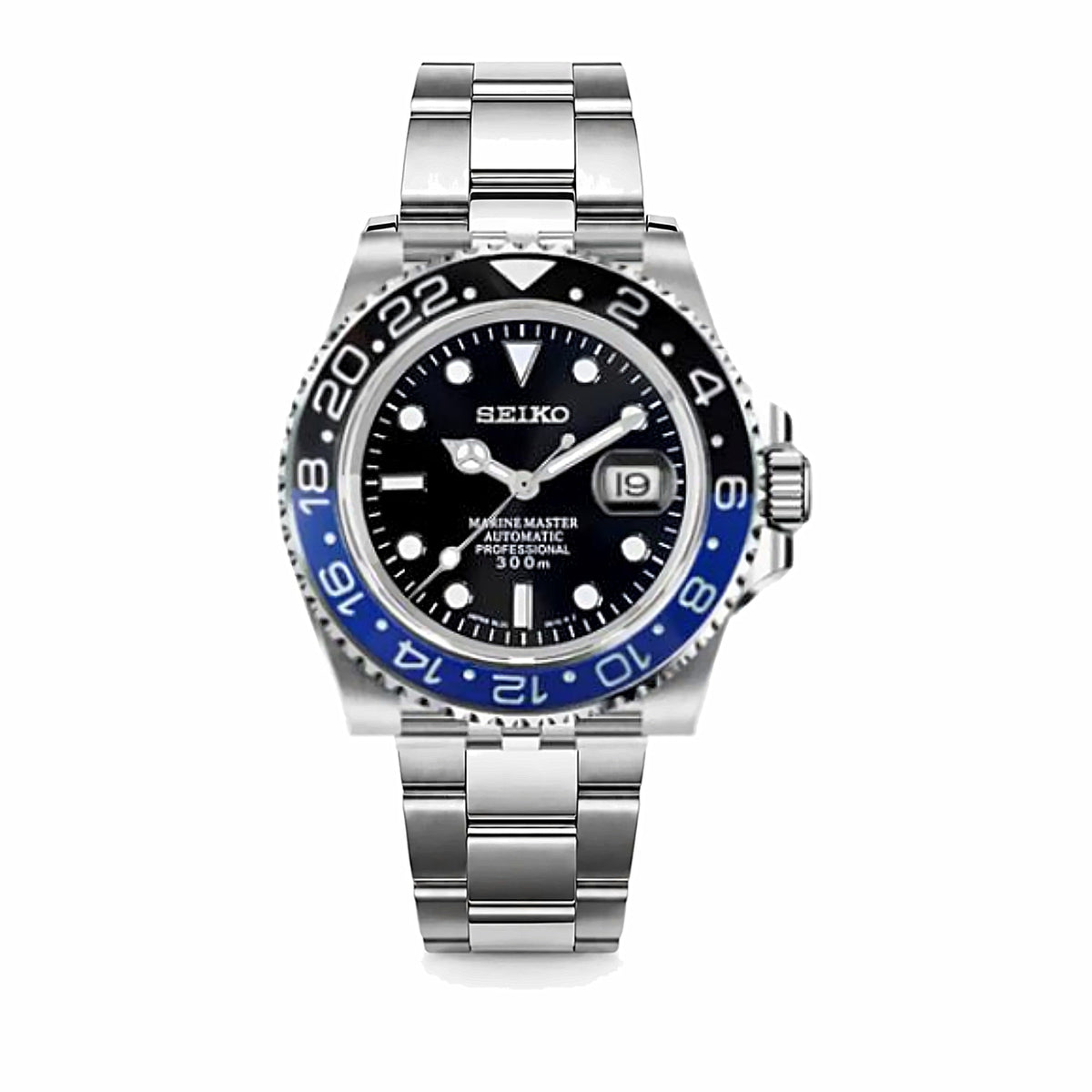 Montre GMT Bleu et Noir - bracelet plein