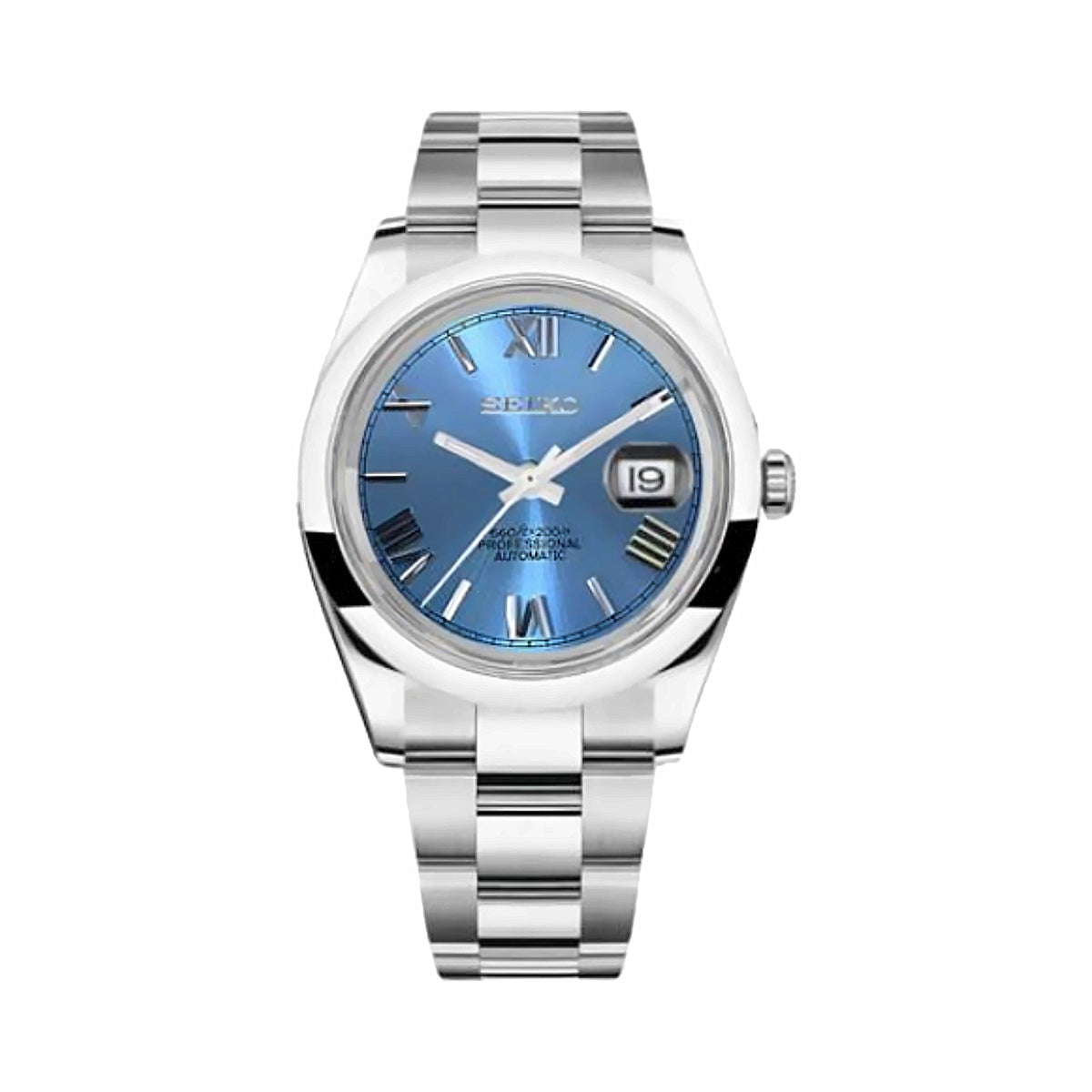 Montre Classique Romain Bleu Glacier - bracelet plein