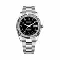 Montre Classique Arabic Noir Cannelée - bracelet plein