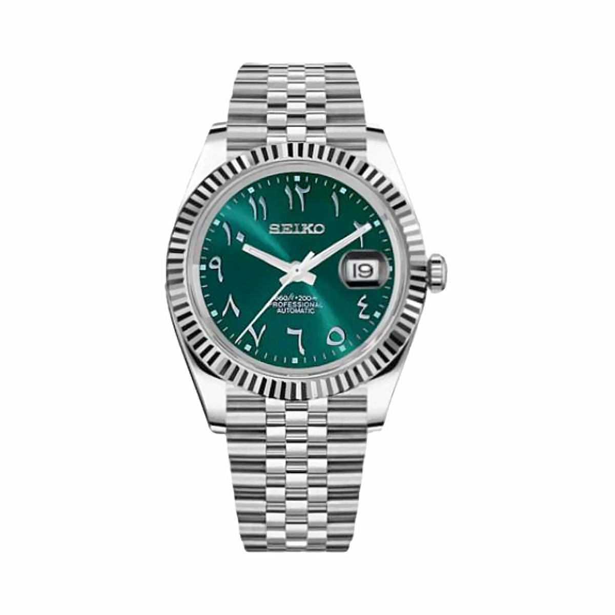 Montre Classique Arabic Vert Cannelée - 5 maillons