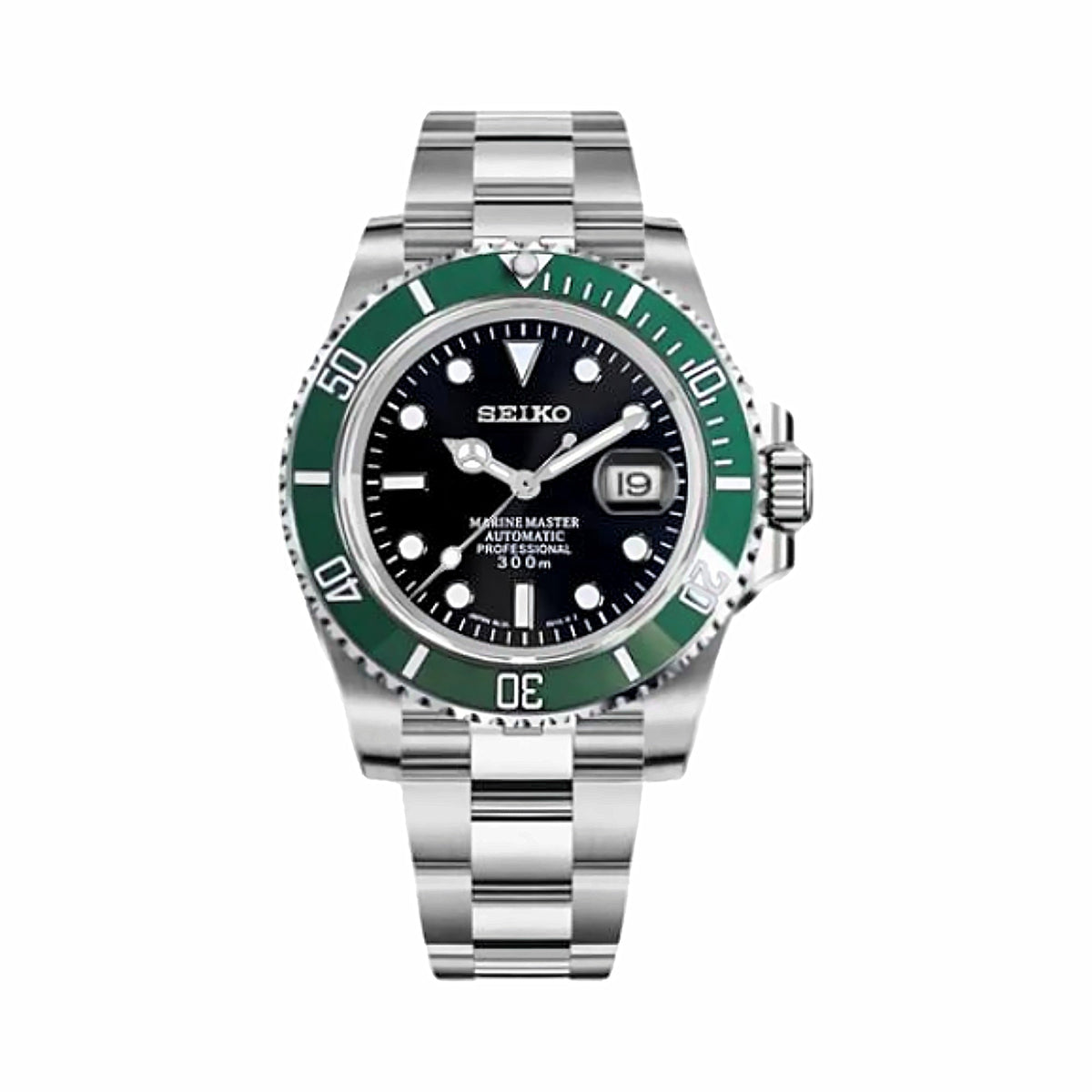Montre Plongeur Noir et Vert - bracelet plein