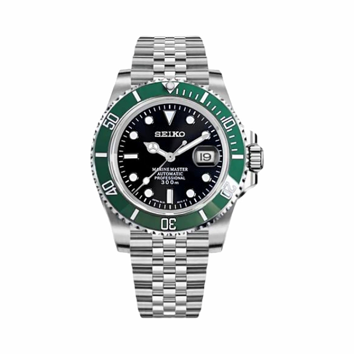 Montre Plongeur Noir et Vert - 5 maillons