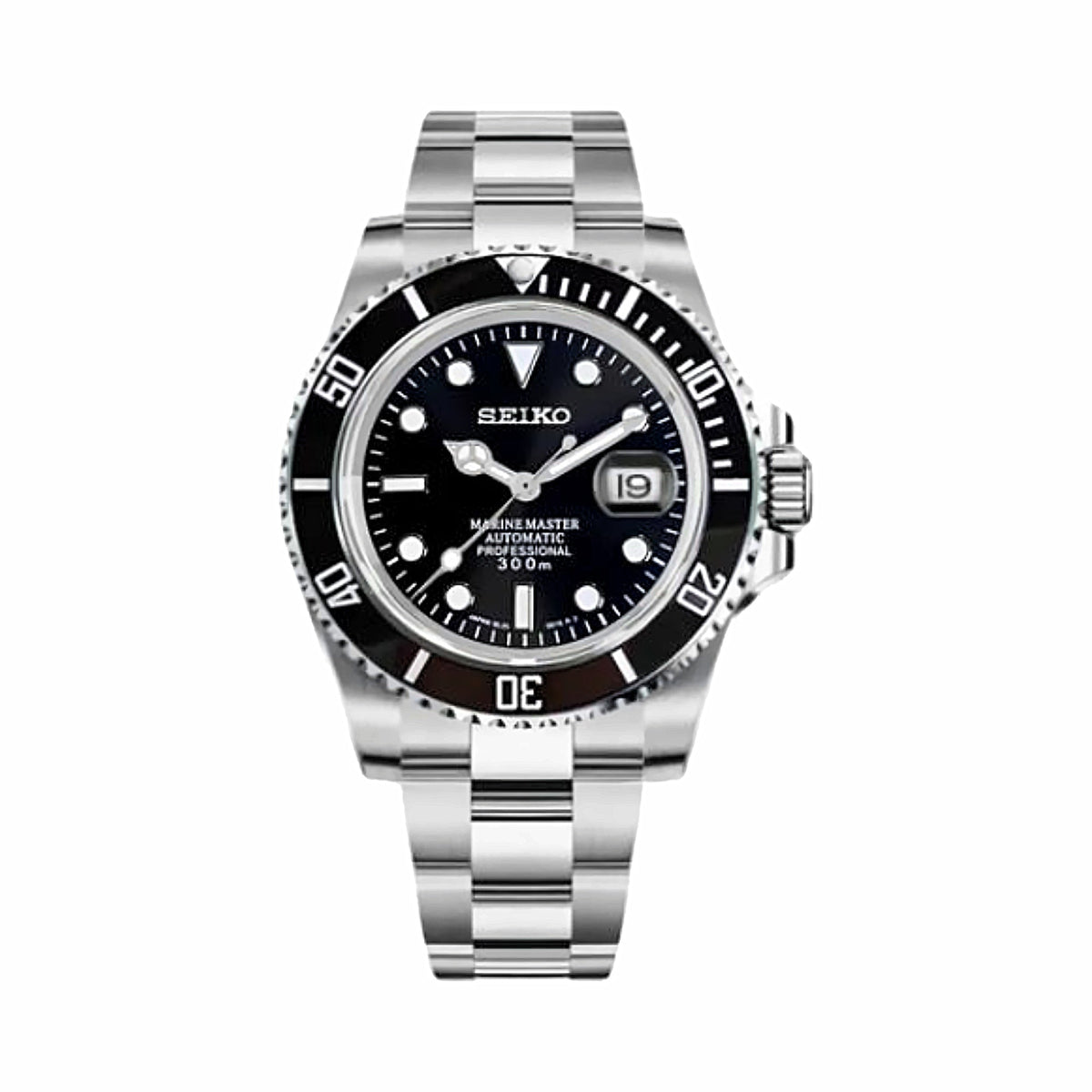 Montre Plongeur Noir - bracelet plein